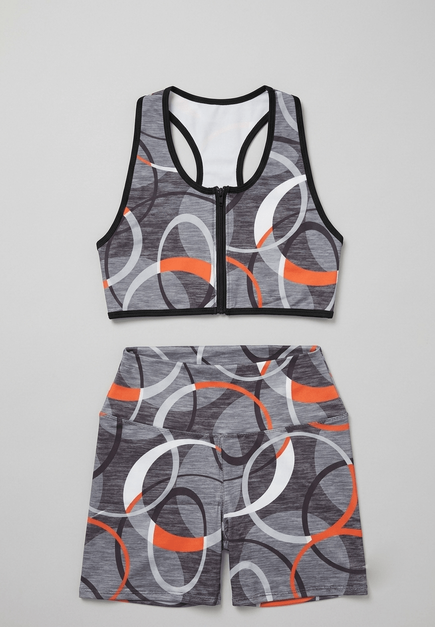 Conjunto Deportivo Geométrico - Círculos Naranja - Reflejo de luna