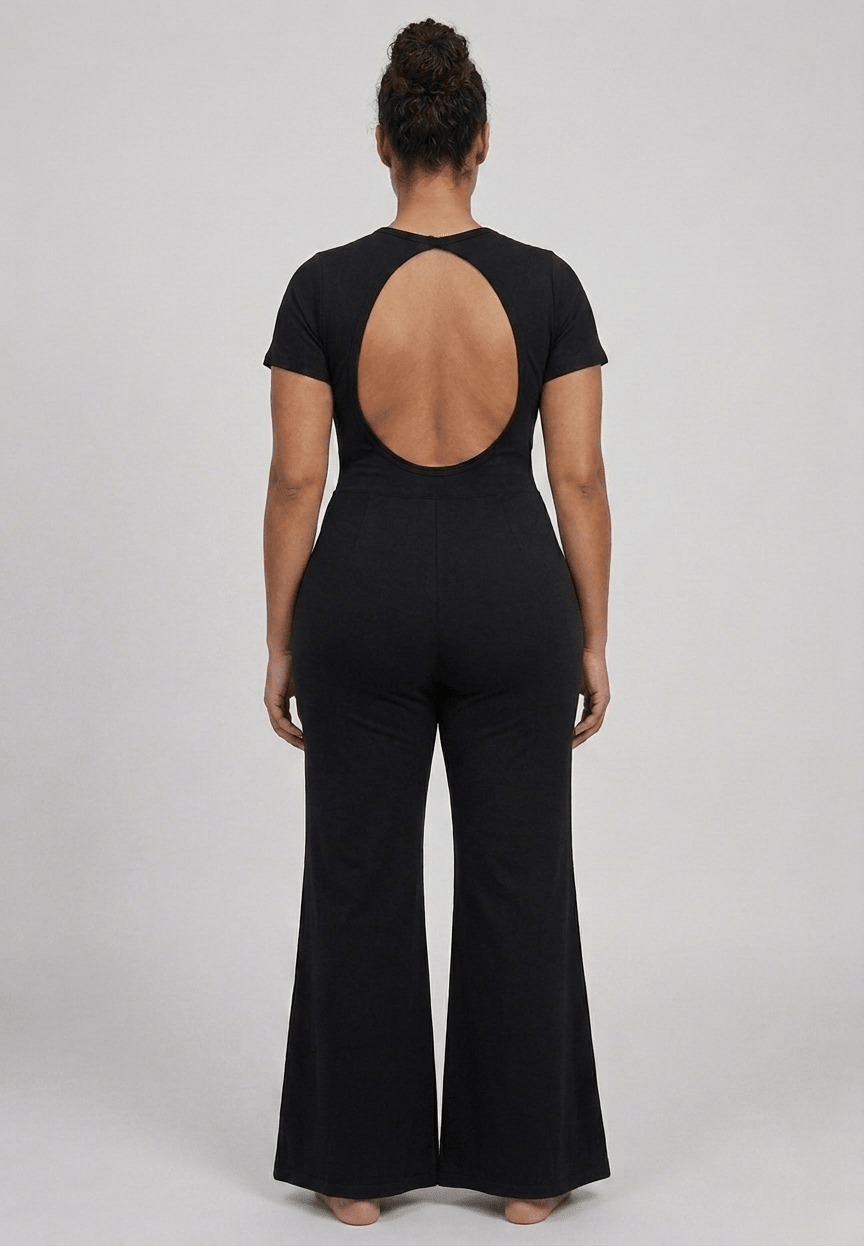 Licra Jumpsuit Negro Espalda Abierta - Reflejo de luna